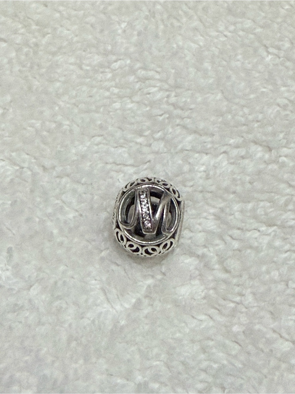 Pandora Silver Filigree Letter 'M' Bead Charm